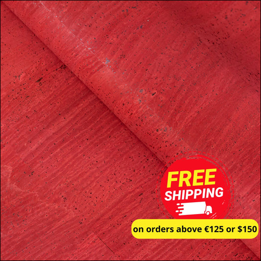 Dark Red Solid Cork Fabric With Black Backing 0.79Mm Thickness Cof - 529 - B Cork Fabric