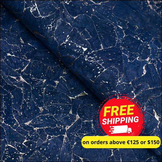 Deep Blue With Gold 0.81Mm Thick Cork Fabric Black Backing Cof-542 Cork Fabric