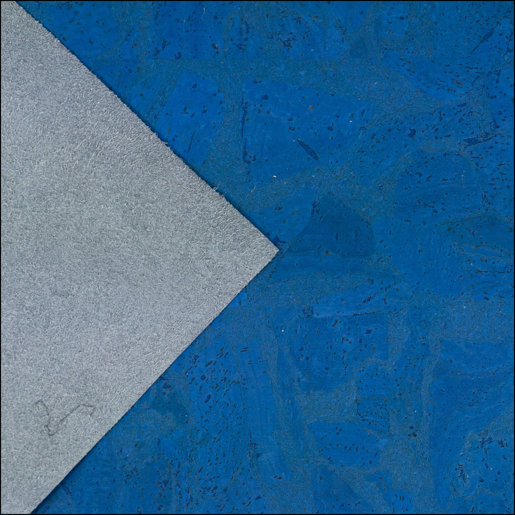 Deep Navy Blue Block Cork Fabric With Black Microfiber Backing 0.75Mm Thickness Cof - 527 Cork