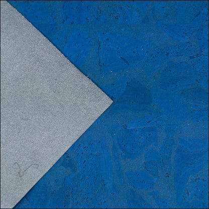 Deep Navy Blue Block Cork Fabric With Black Microfiber Backing 0.75Mm Thickness Cof - 527 Cork