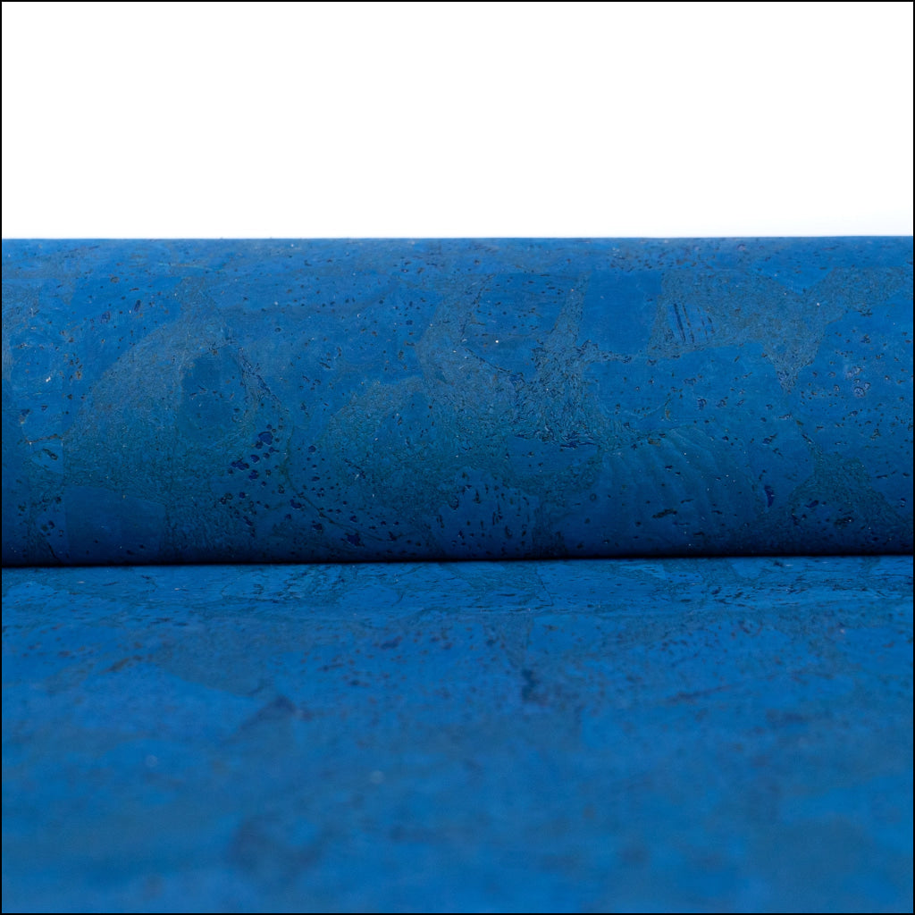 Deep Navy Blue Block Cork Fabric With Black Microfiber Backing 0.75Mm Thickness Cof - 527 Cork