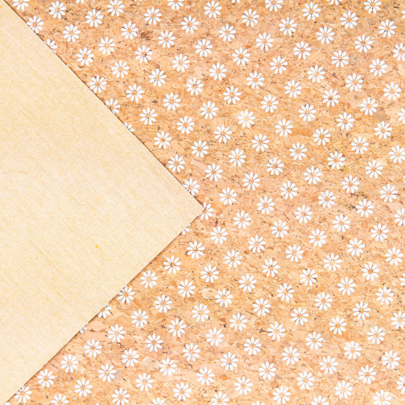 Delicate Daisy Charm: Fresh And Natural White Floral Cork Fabric Cof-463-A Cork Fabric