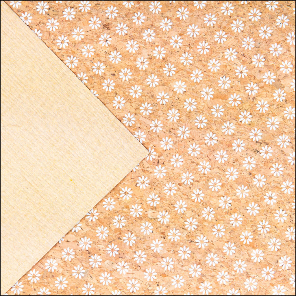 Delicate Daisy Charm: Fresh And Natural White Floral Cork Fabric Cof-463-A Cork Fabric