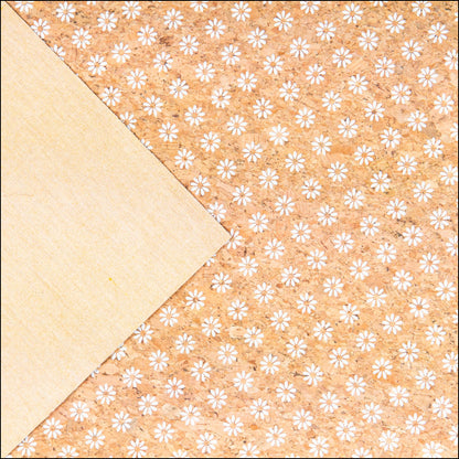 Delicate Daisy Charm: Fresh And Natural White Floral Cork Fabric Cof-463-A Cork Fabric