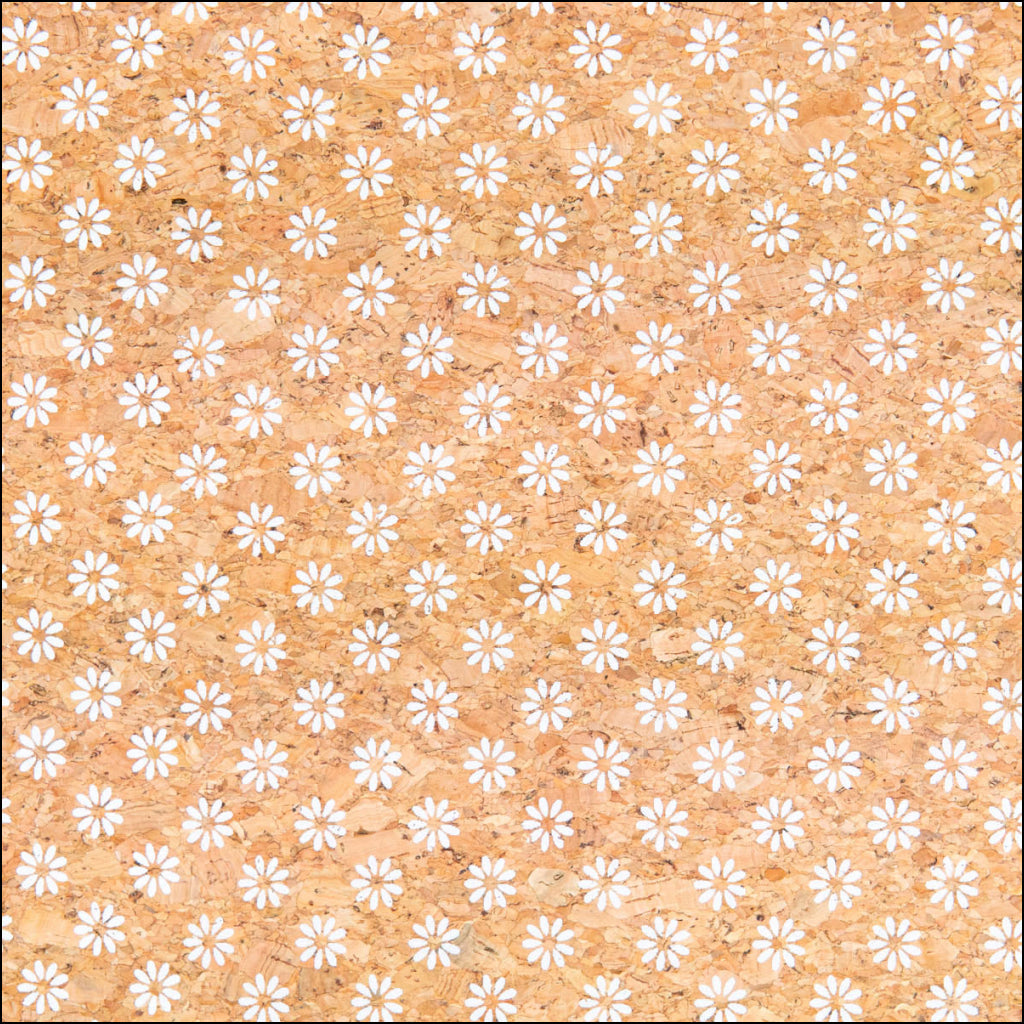 Delicate Daisy Charm: Fresh And Natural White Floral Cork Fabric Cof-463-A Cork Fabric