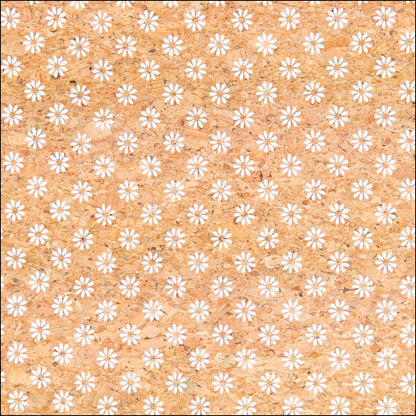 Delicate Daisy Charm: Fresh And Natural White Floral Cork Fabric Cof-463-A Cork Fabric