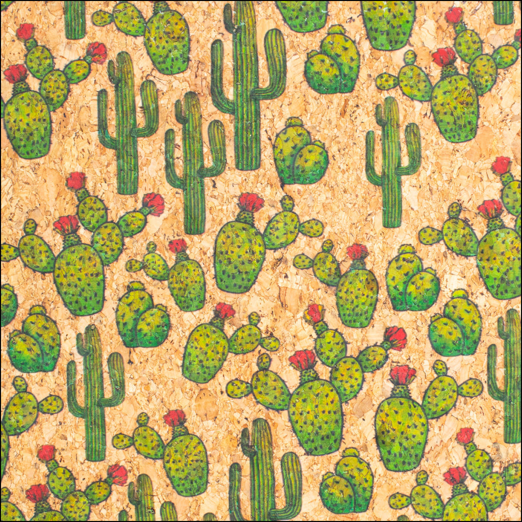 Desert Cactus Patterns Cork Fabric Cof-254 Cork Fabric