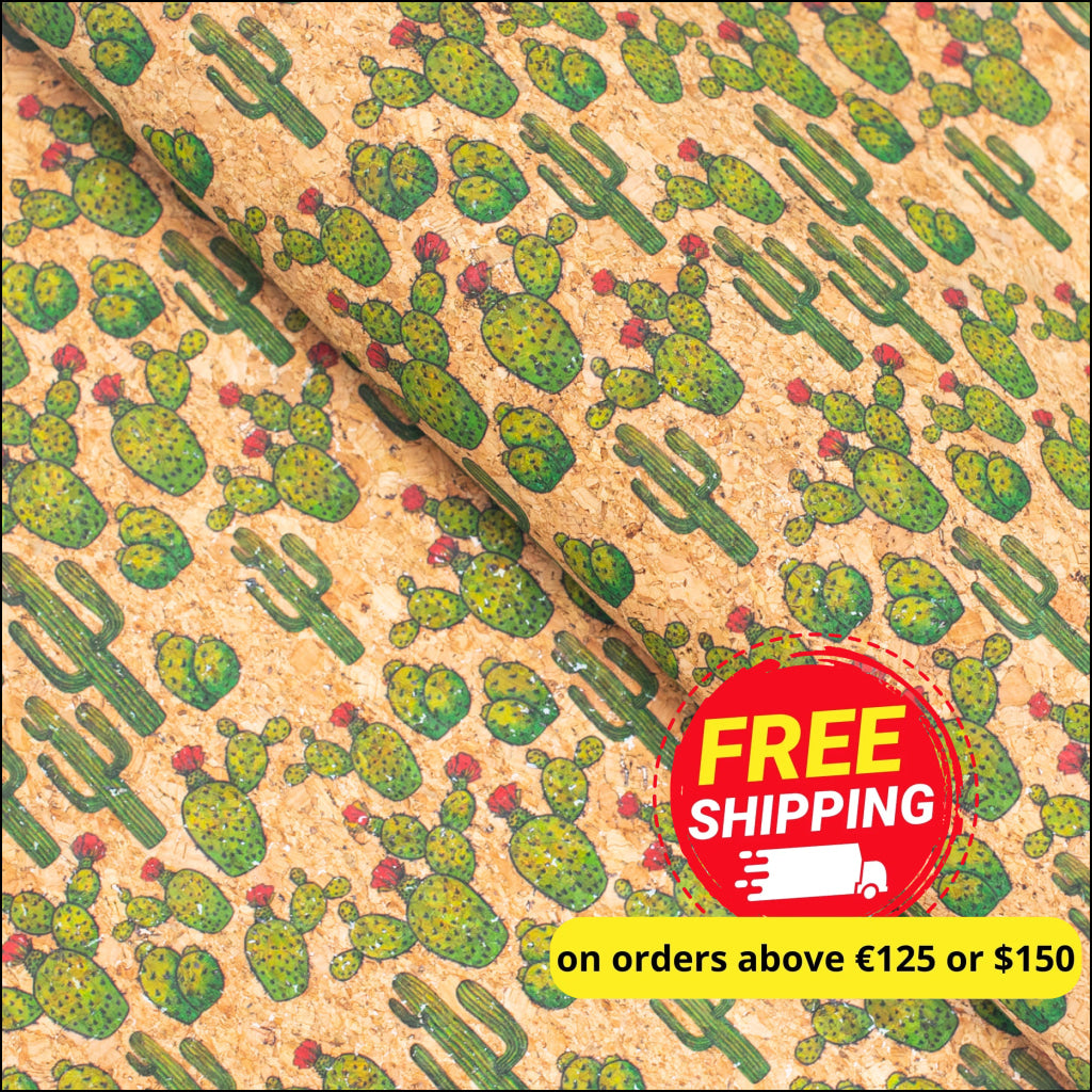 Desert Cactus Patterns Cork Fabric Cof-254 Cork Fabric