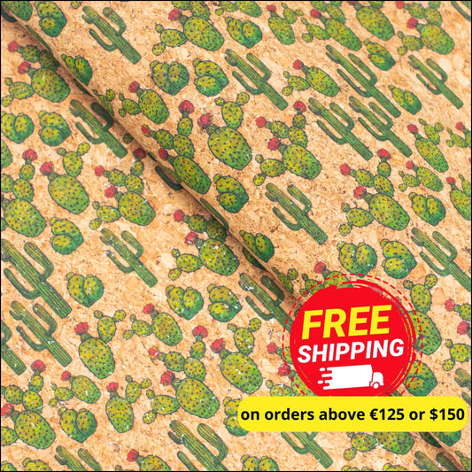Desert Cactus Patterns Cork Fabric Cof-254 Cork Fabric
