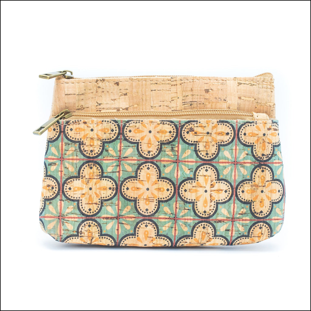 Double Zipper Cork Pouch Coin Purse BAGD-302 (10units) BAGD-302-F-5 UNITS Flash Sales