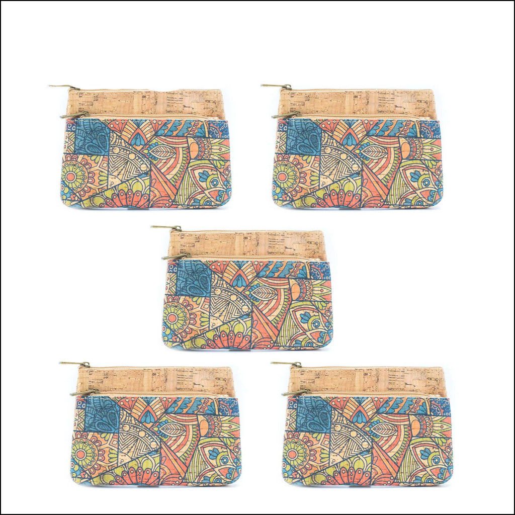 Double Zipper Cork Pouch Coin Purse BAGD-302 (10units) Flash Sales