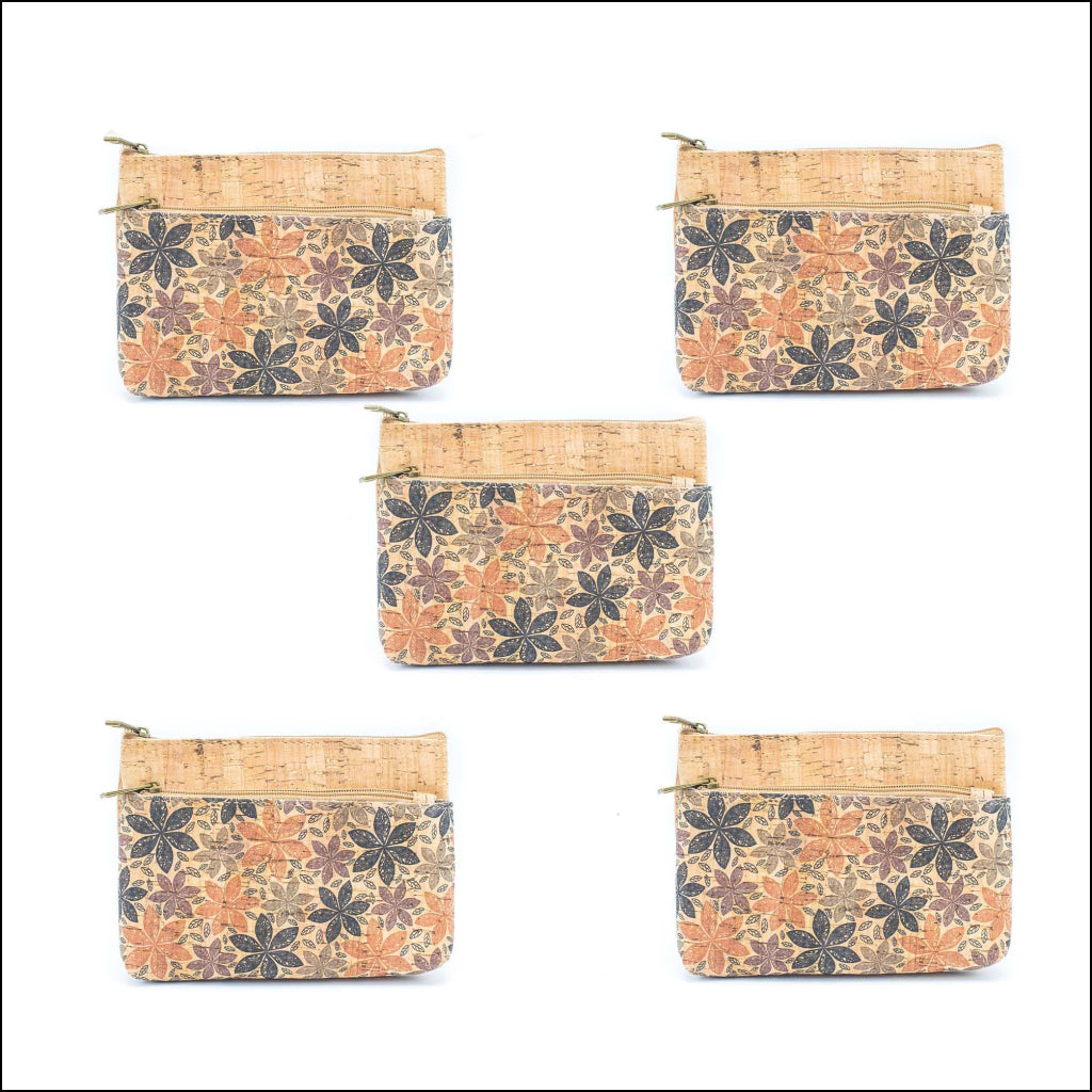 Double Zipper Cork Pouch Coin Purse BAGD-302 (10units) Flash Sales