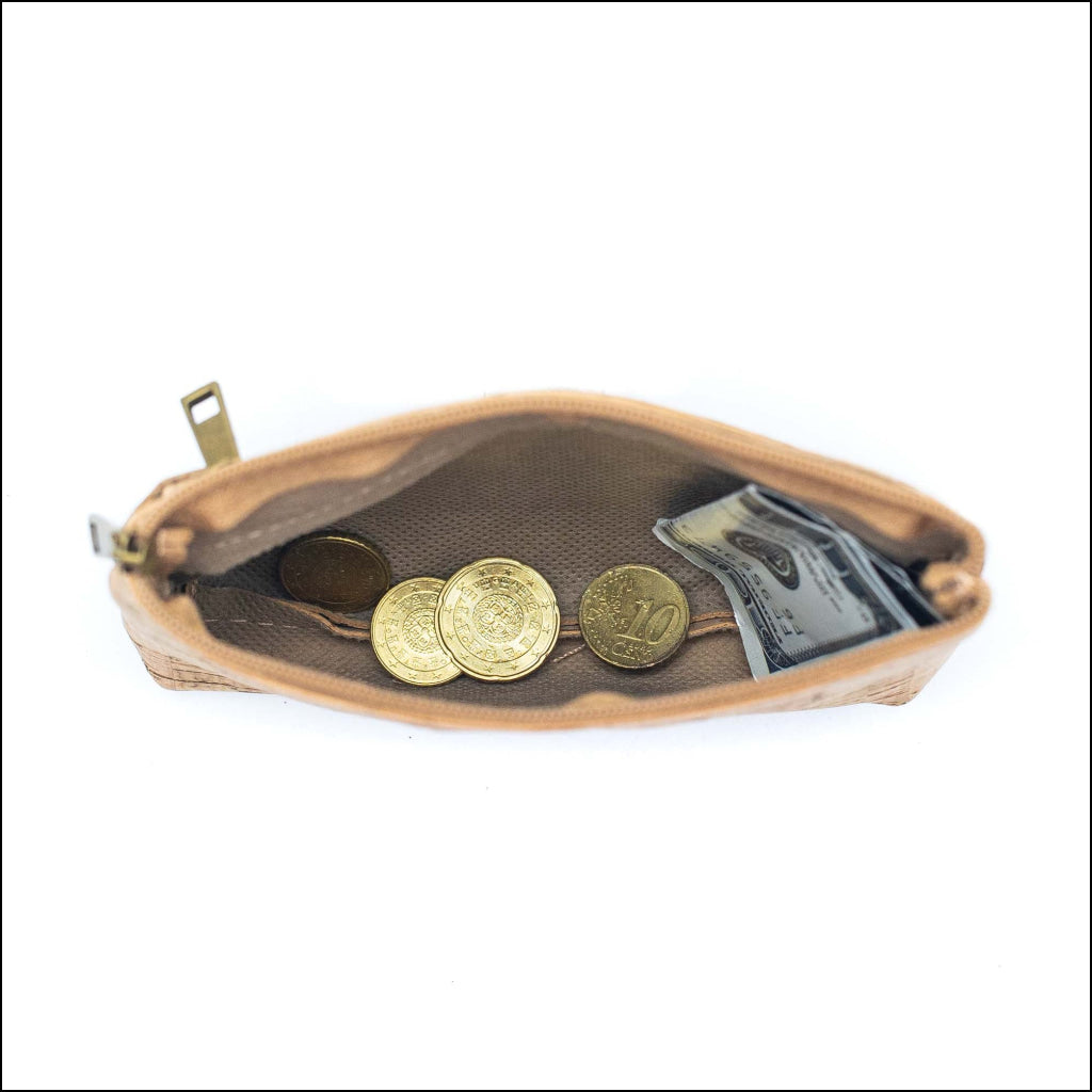 Double Zipper Cork Pouch Coin Purse BAGD-302 (10units) Flash Sales