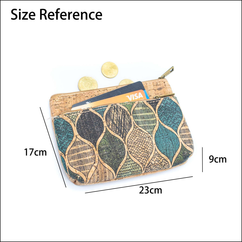 Double Zipper Cork Pouch Coin Purse BAGD-302 (10units) Flash Sales
