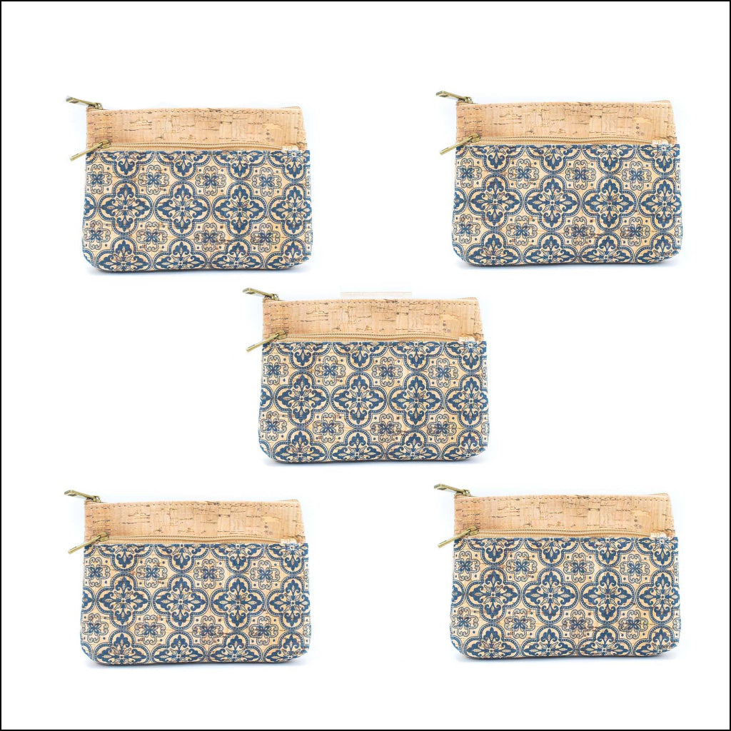 Double Zipper Cork Pouch Coin Purse BAGD-302 (10units) Flash Sales