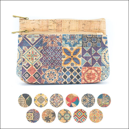 Double Zipper Cork Pouch Coin Purse BAGD-302 (10units) Flash Sales