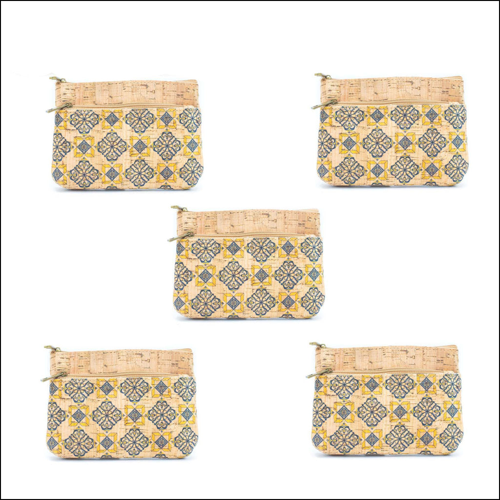 Double Zipper Cork Pouch Coin Purse BAGD-302 (10units) Flash Sales