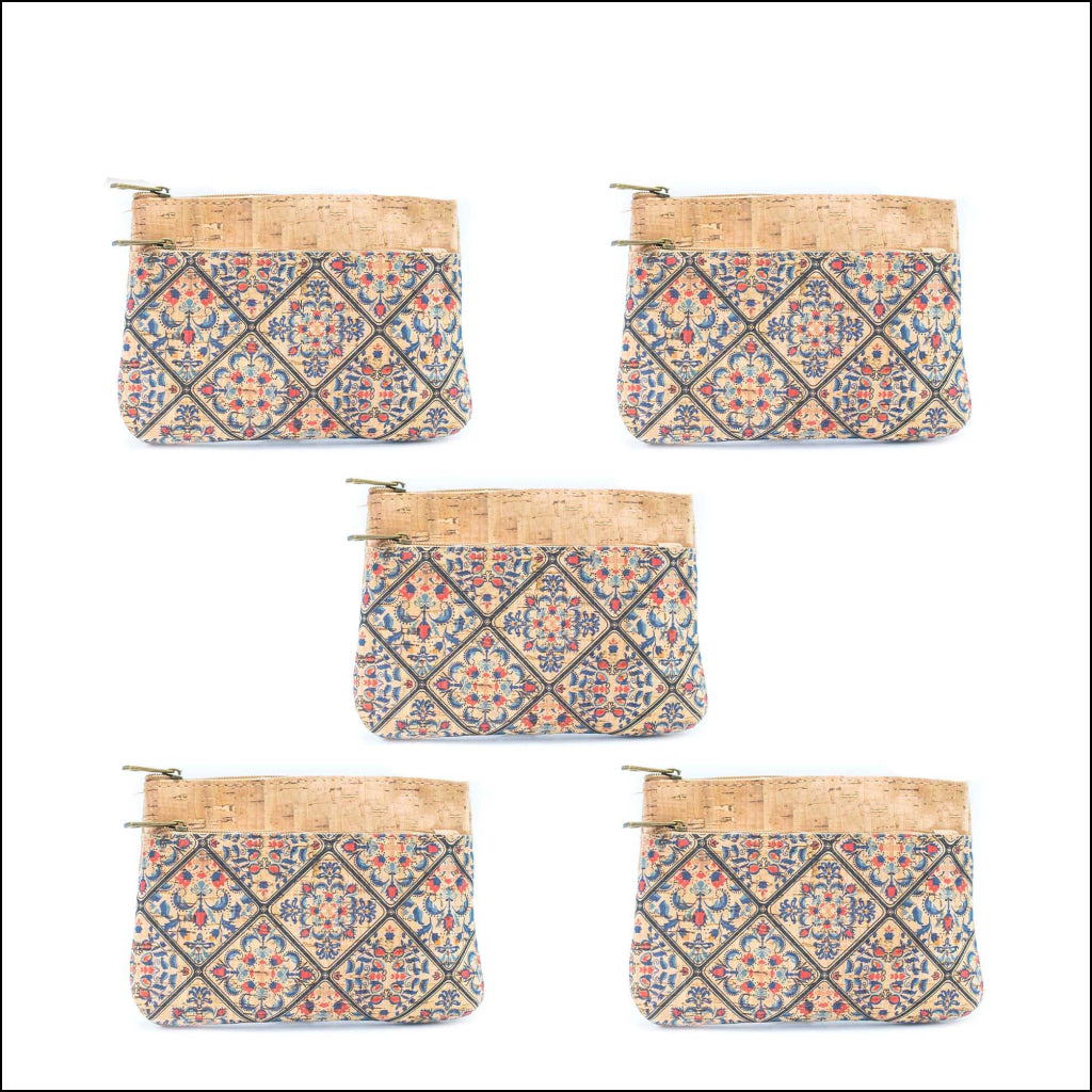 Double Zipper Cork Pouch Coin Purse BAGD-302 (10units) Flash Sales