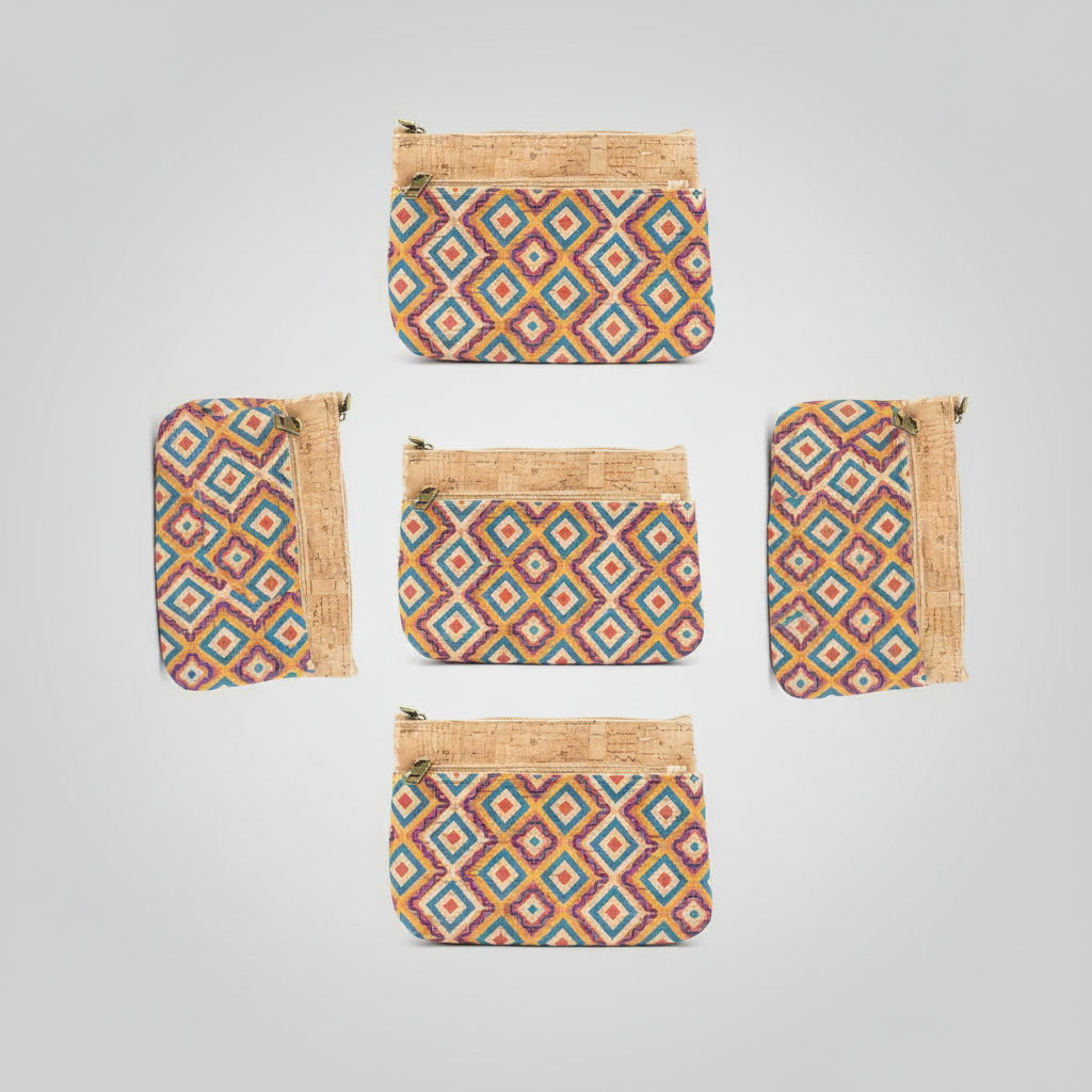 Double Zipper Cork Pouch Coin Purse BAGD-302（5units）