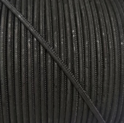 Black 3mm Round Cork Cord COR-002-3 (10 meters)