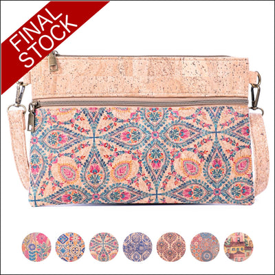 Eco-Friendly Natural Cork Sling Bag with Mosaic Patterns BAGD-598 Flash Sales