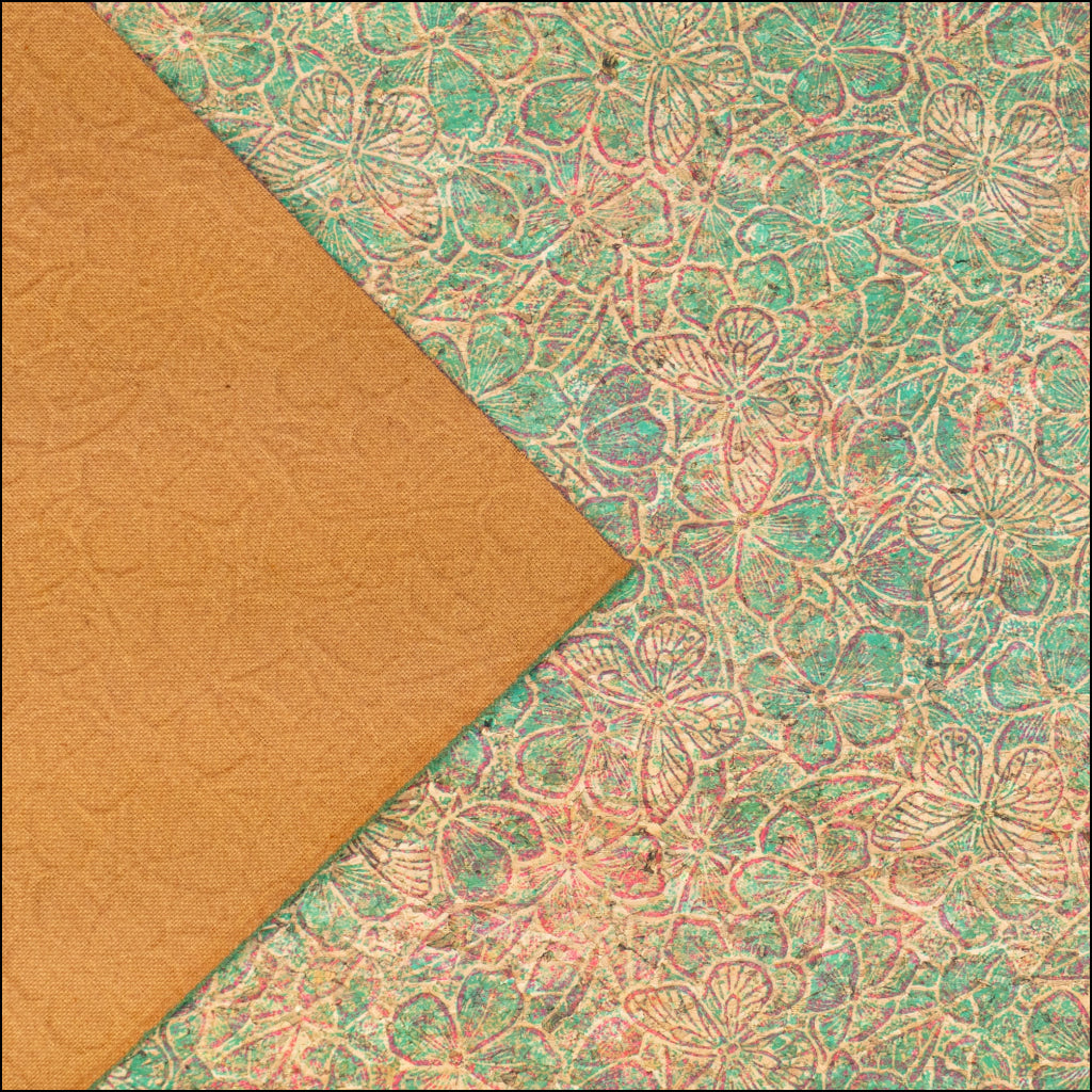 Embossed Butterfly & Floral Cork Fabric COF-639 cork fabric
