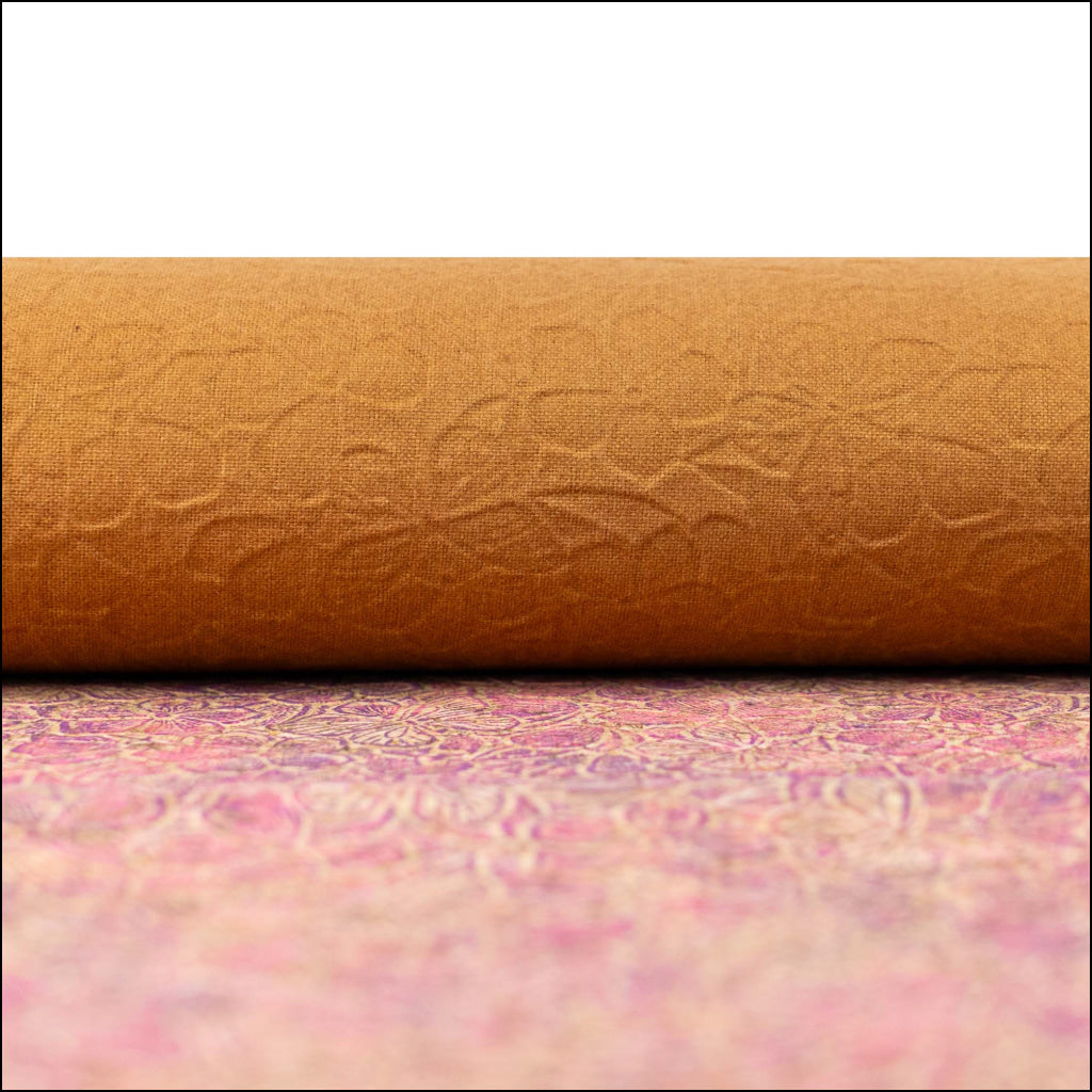 Embossed Cork Fabric – Pink & Purple Floral Butterfly Pattern COF-638 cork fabric