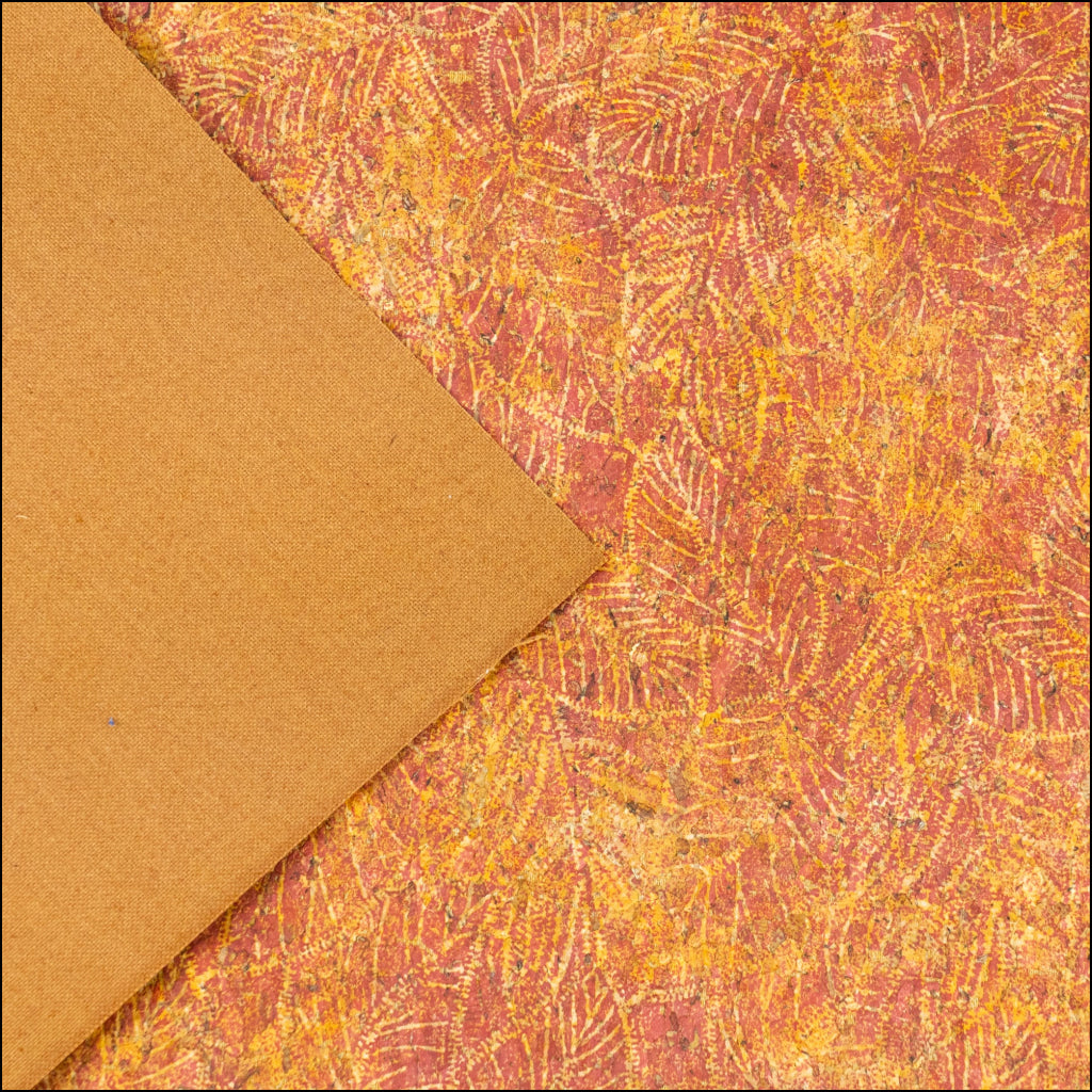 Embossed Leaf Pattern Cork Fabric with Cotton Backing COF-641 cork fabric