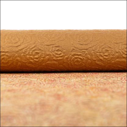 Embossed Rose Pattern Cork Fabric Beige & Red Tones COF-643 cork fabric
