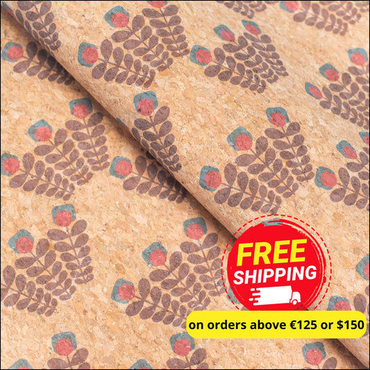 Trio-Flora Blossom Cork Fabric Cof-337-A Cork Fabric