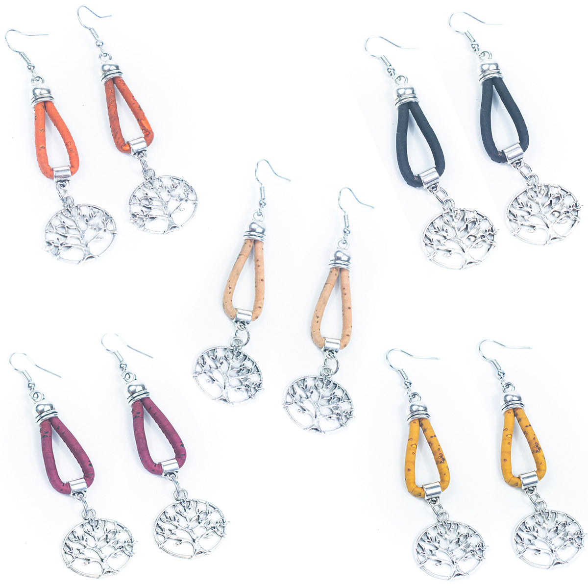 Color cork handmade earrings-ER-161-MIX-5