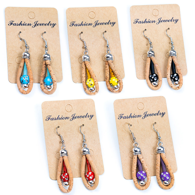 Color cork handmade earrings-ER-167-MIX-5