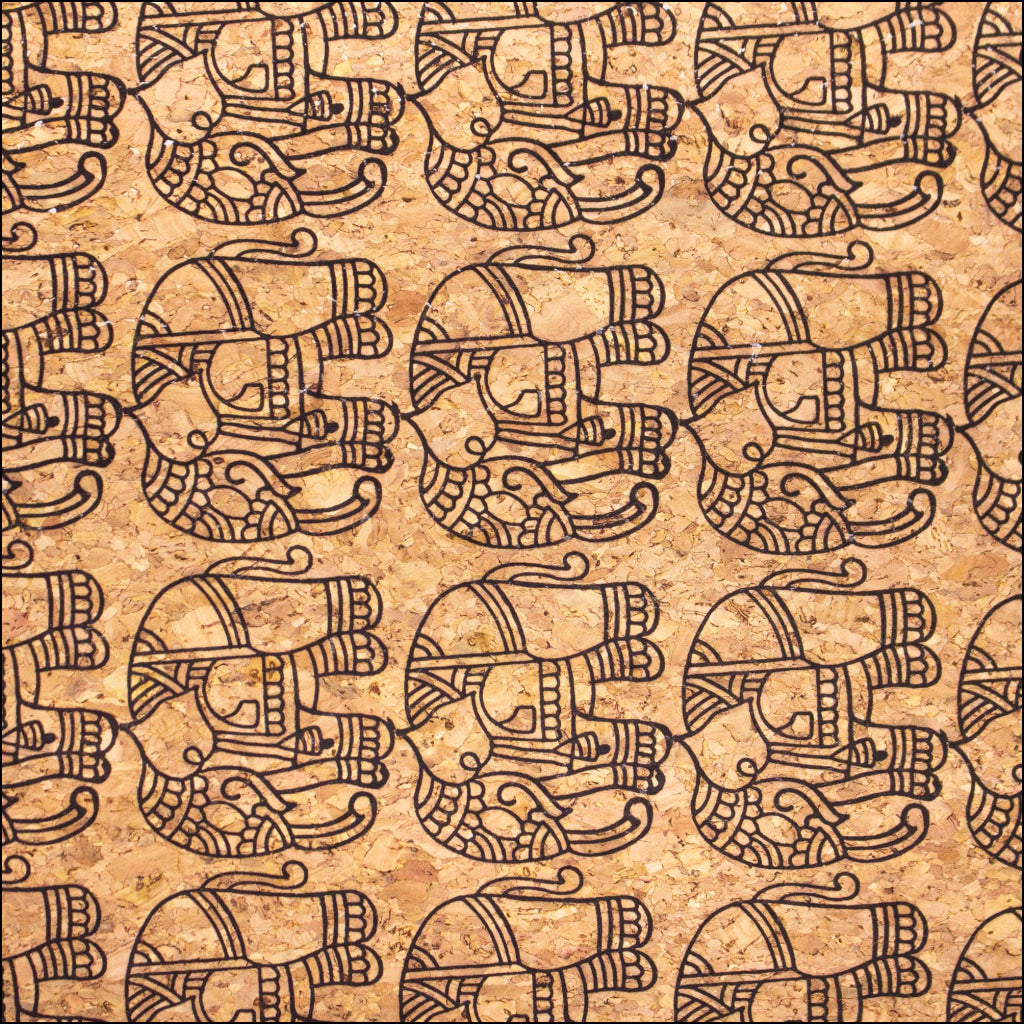Ethnic Elephant Block- Vegan Cork Fabric- Cof-298-A Cork Fabric