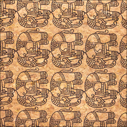 Ethnic Elephant Block- Vegan Cork Fabric- Cof-298-A Cork Fabric