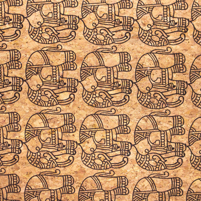 Ethnic Elephant Block- Vegan Cork Fabric- Cof-298-A Cork Fabric
