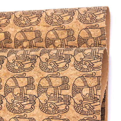 Ethnic Elephant Block- Vegan Cork Fabric- Cof-298-A Cork Fabric