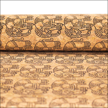 Ethnic Elephant Block- Vegan Cork Fabric- Cof-298-A Cork Fabric