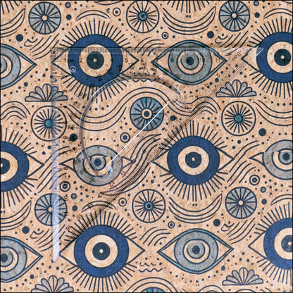 Evil Eye Pattern Cork fabric COF-720 1/2M (138*50 cm / 54*19 inches) cork fabric