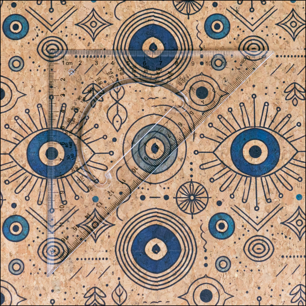 Evil Eye Pattern Cork fabric COF-721 1/2M (138*50 cm / 54*19 inches) cork fabric
