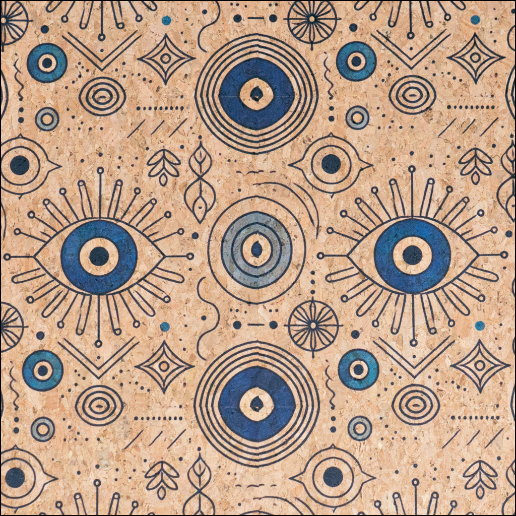 Evil Eye Pattern Cork fabric COF-721 1/2M (138*50 cm / 54*19 inches) cork fabric