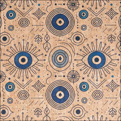 Evil Eye Pattern Cork fabric COF-721 1/2M (138*50 cm / 54*19 inches) cork fabric