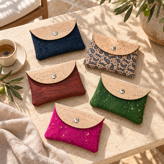 5pcs Natural Cork Coin Purses with Snap Closure BAGP-384