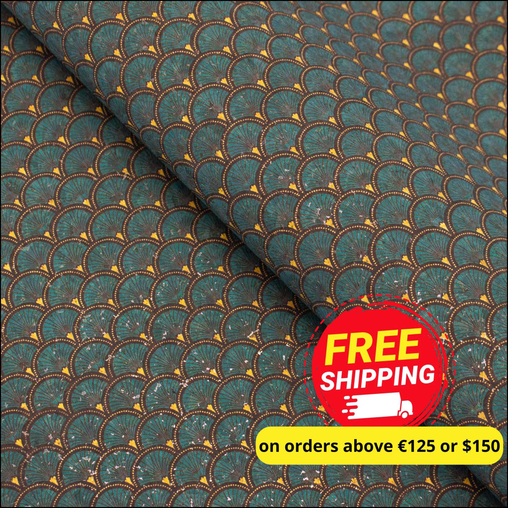 Fans pattern Cork fabric COF-424 cork fabric