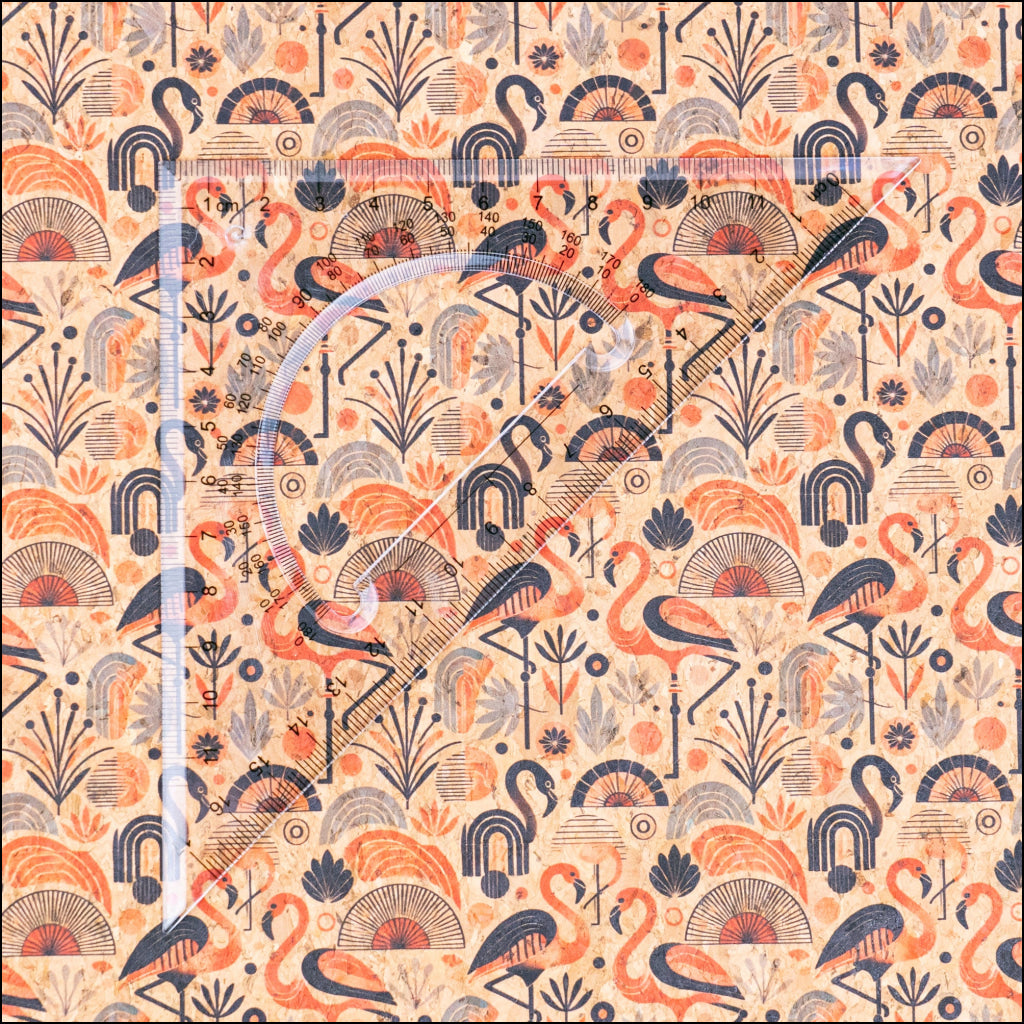 Flamingo Collection - Flamingo and Floral Pattern Cork Fabric COF-746 1/2M (138*50 cm / 54*19 inches) cork fabric