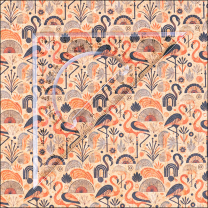 Flamingo Collection - Flamingo and Floral Pattern Cork Fabric COF-746 1/2M (138*50 cm / 54*19 inches) cork fabric