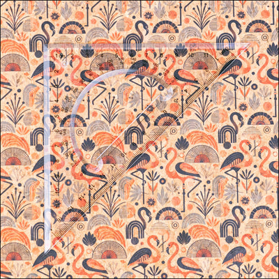 Flamingo Collection - Flamingo and Floral Pattern Cork Fabric COF-746 1/2M (138*50 cm / 54*19 inches) cork fabric