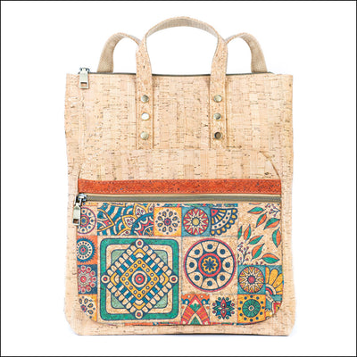 Flash Sale Women’s Cork Backpack with Printed Design and Natural Cork Accents BAGD-558 C Flash Sales