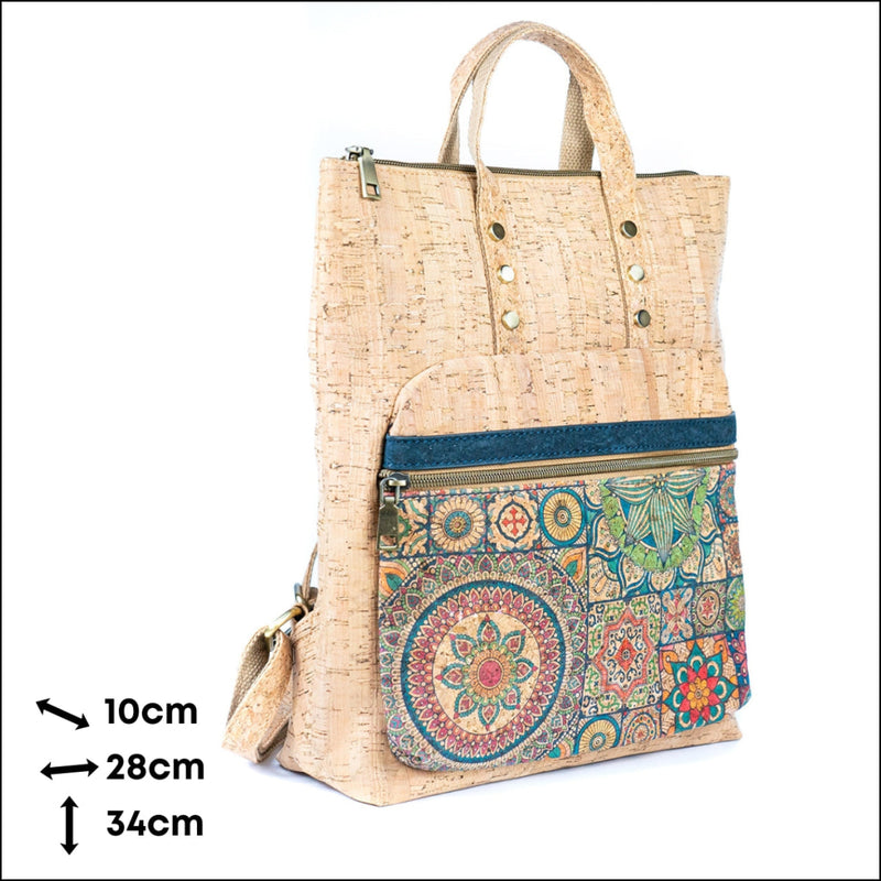 Flash Sale Women’s Cork Backpack with Printed Design and Natural Cork Accents BAGD-558 Flash Sales