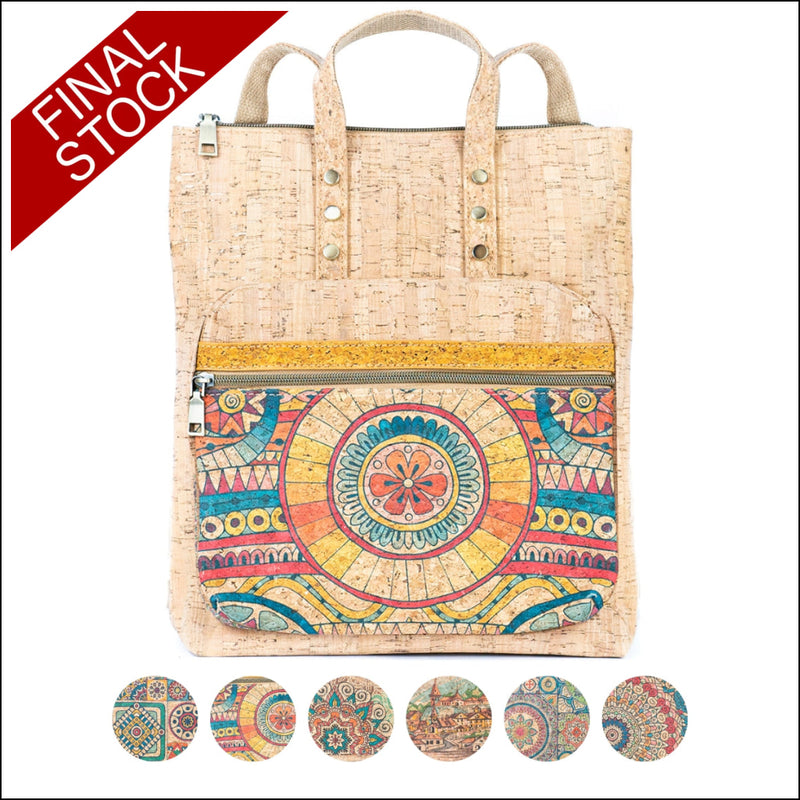 Flash Sale Women’s Cork Backpack with Printed Design and Natural Cork Accents BAGD-558 Flash Sales