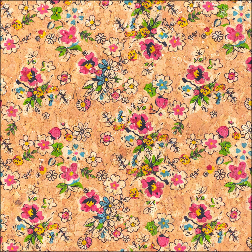 Floral Bunch Cork Fabric- Cof-387-A Cork Fabric
